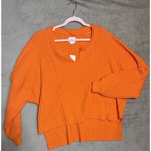 Urban Outfitters Chunky Ribbed Knit Pullover Sweater Sz L Orange Fall Heavy